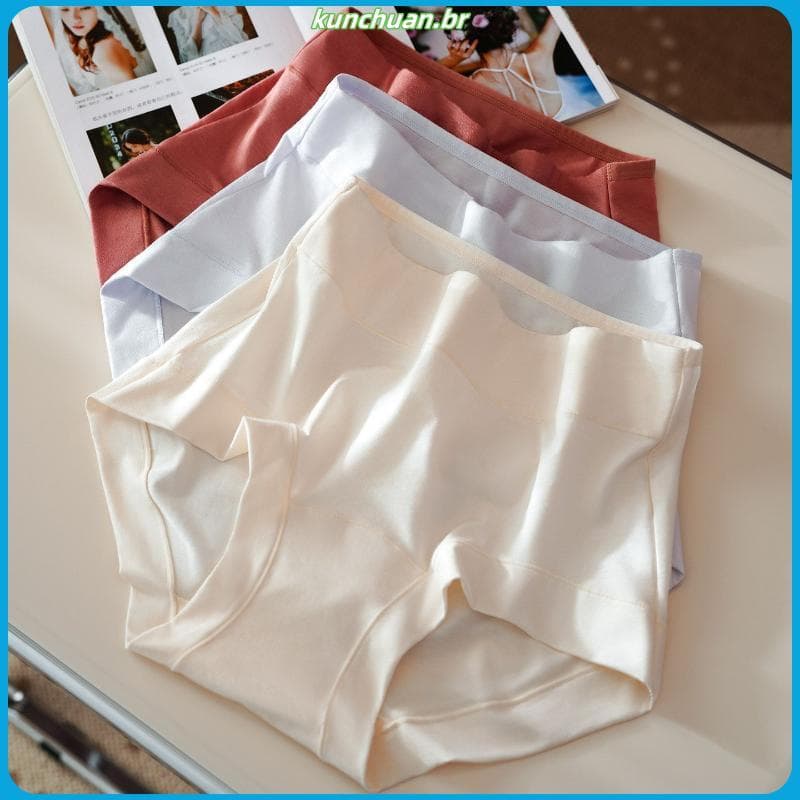 Novo estilo roupa íntima de tamanho grande feminina algodão puro antibacteriano cintura média alta abdômen-estreitamento
