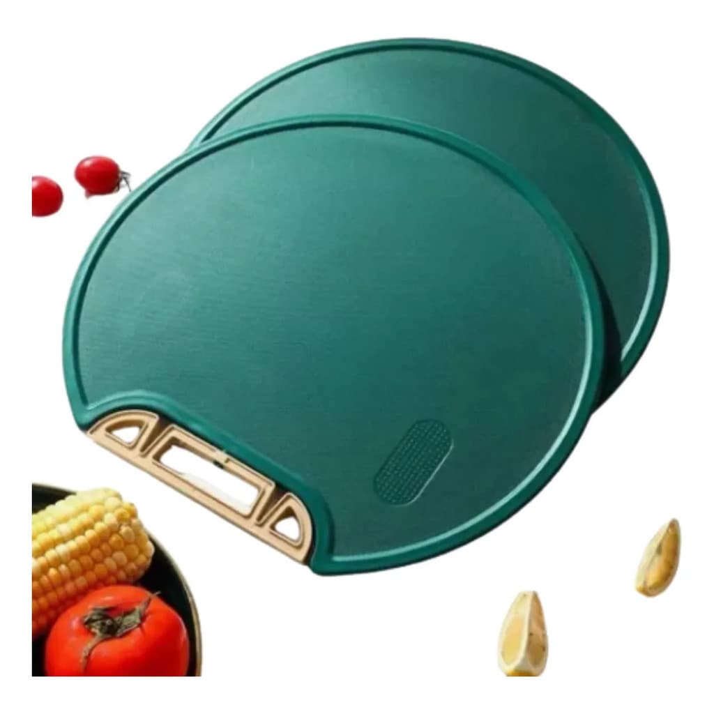 Tábua Cozinha de Corte Antiderrapante Anti-mofo Redonda 34x32cm Suporte Corte carne legumes e frutas