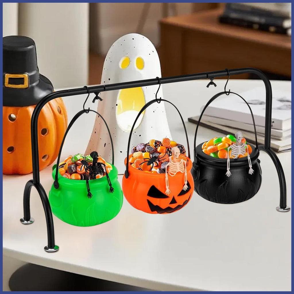 Caldeirão De Bruxas 3 Peças Rack Incluído Festa Festiva Balde Decoração Tigelas De Halloween Decorações Interior Para pu