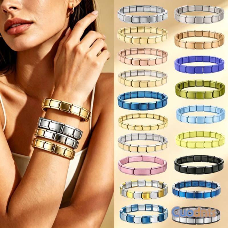 2025 Novos Homens E Mulheres Cores Estreladas 18 Peças Charme Italiano Ajuste 9mm Pulseira Modular De Aço Inoxidável Jói