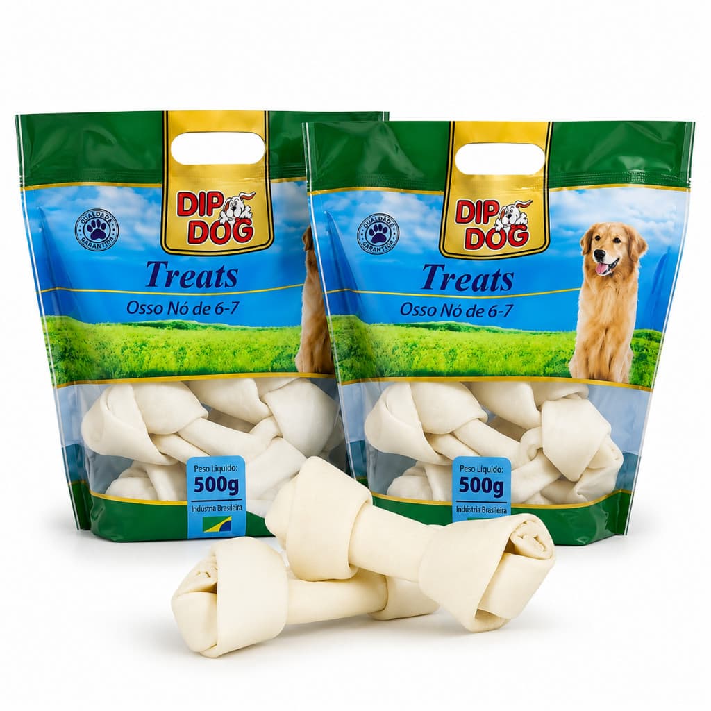 Osso Nó 6/7 para Cachorro Grande Porte - Petisco Natural - 2x500g (1kg)