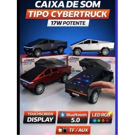 Caixa de Som Tesla Cybertruck Xtrad XDG-350 Bluetooth FM USB TF LED RGB Som Alto Portátil Premium