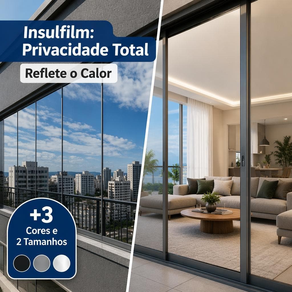 Insulfilm Película de Privacidade Espelhada para Janela e Vidro