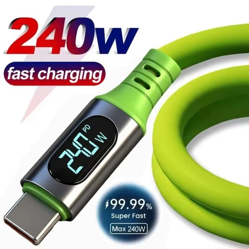 Elough 240W Tipo C Para Cabo De Carregamento Super Rápido Com Display LED USB Dados