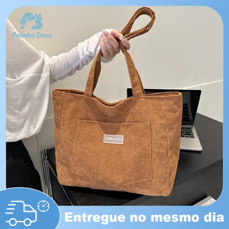Bolsa de Lona Reforçada de Grande Capacidade para o Dia a Dia – Bolsa Tote Feminina Multifuncional de Estilo