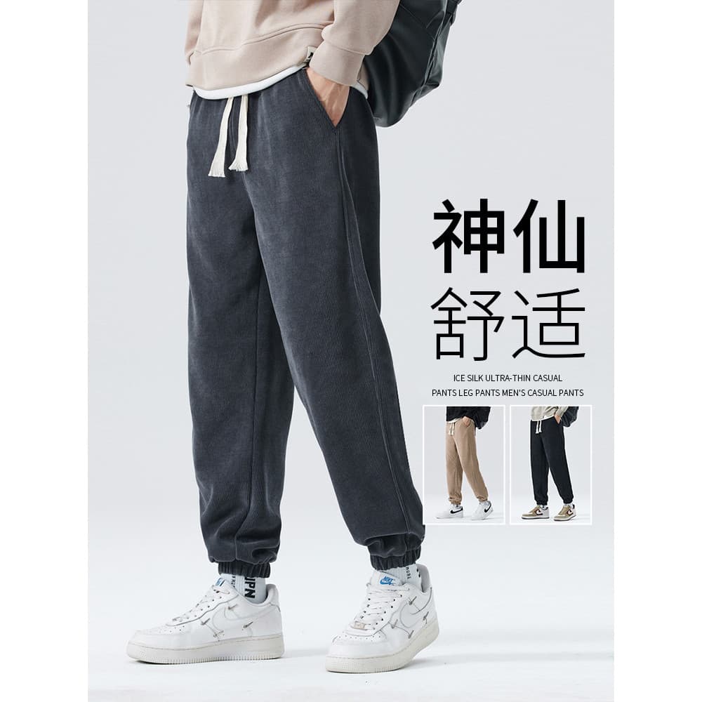Calças de veludo masculinas outono inverno novo estilo calças casuais forro de lã engrossado calças quentes masculinas r