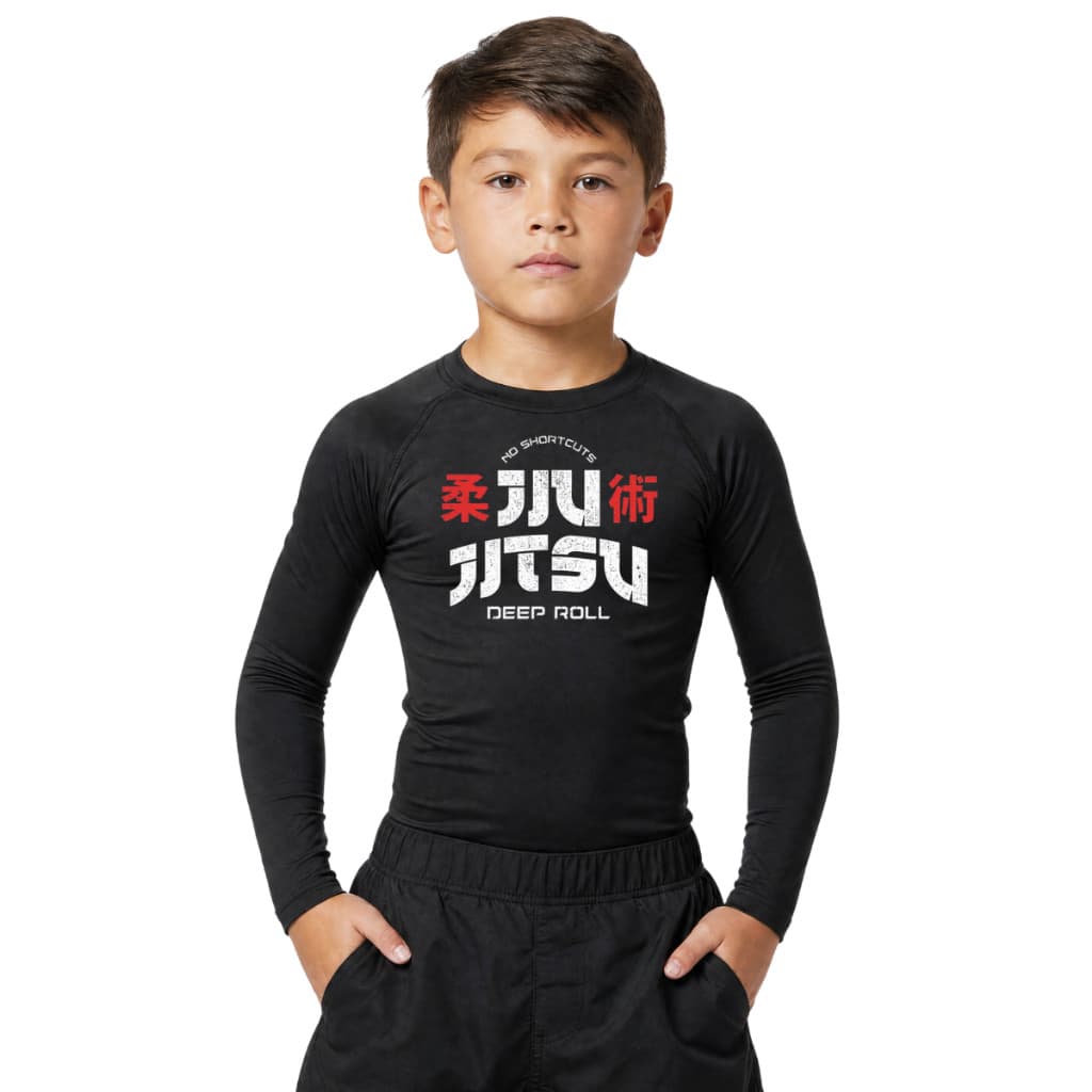 Camisa Rash Guard Manga Longa Infantil Proteção Solar fator 50+ Jiu Jitsu MMA Muay Thay Esportes - P M G GG