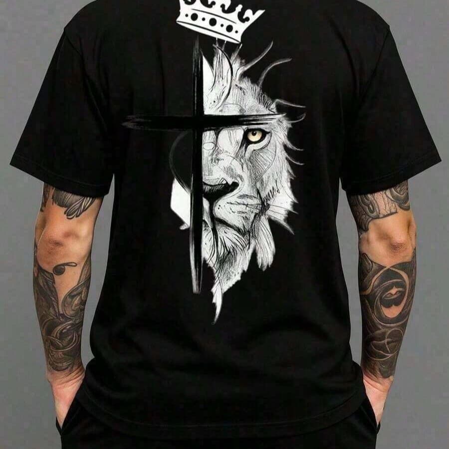 Camiseta Masculina Camisa 100% Algodão Fio 30.1 Confortável Estampa Religiosa Camisa Descolada Varias Cores