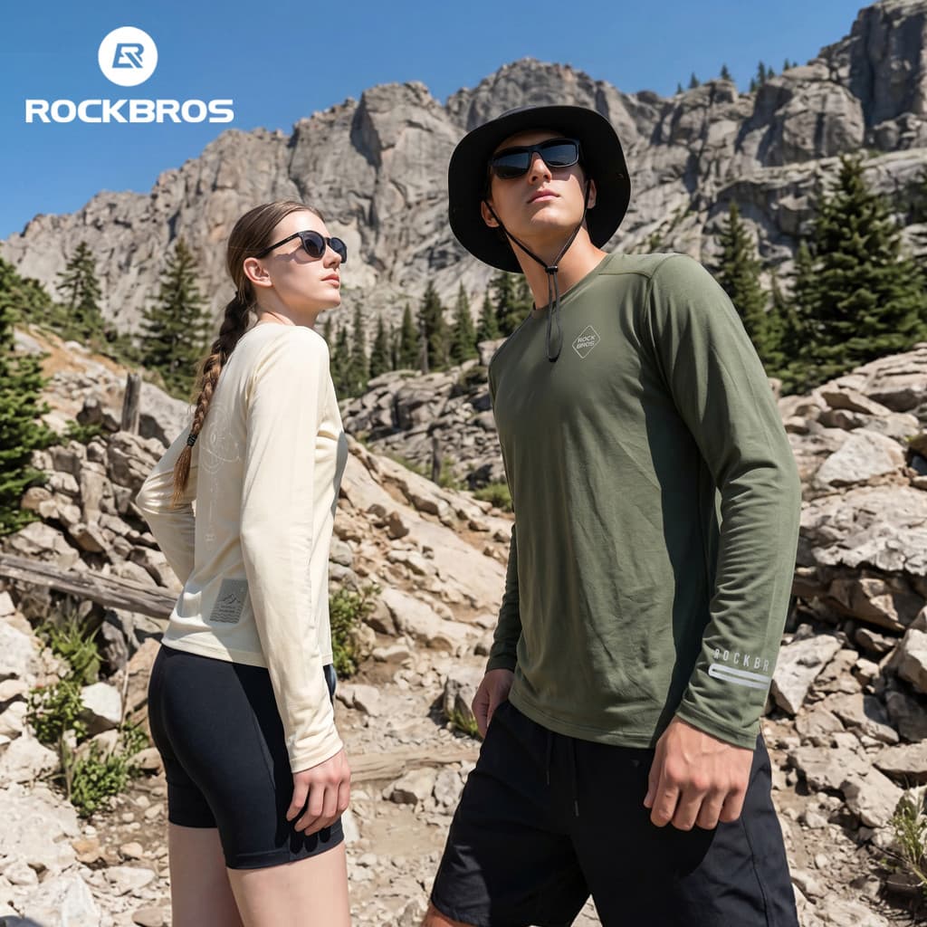 ROCKBROS Camisa Atlética De Manga Comprida De Secagem Rápida Com Furos Para Polegar Janela De Relógio Soft Respirável Tr