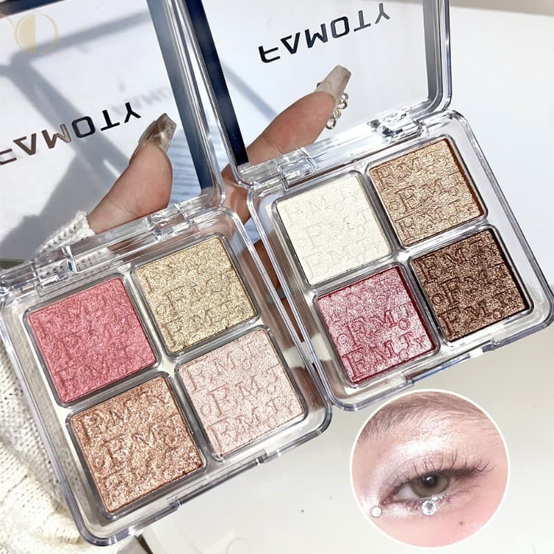 Paleta De Pó Iluminador Champagne Contour-Maquiagem Iluminadora De Longa Duração À Prova D'água 4 Cores