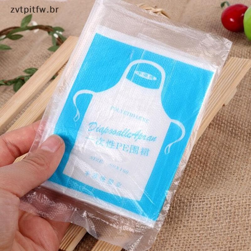 ZVT 50-100pcs Aventais De Plástico Descartáveis Vestidos Impermeáveis Pintura Individualmente BR