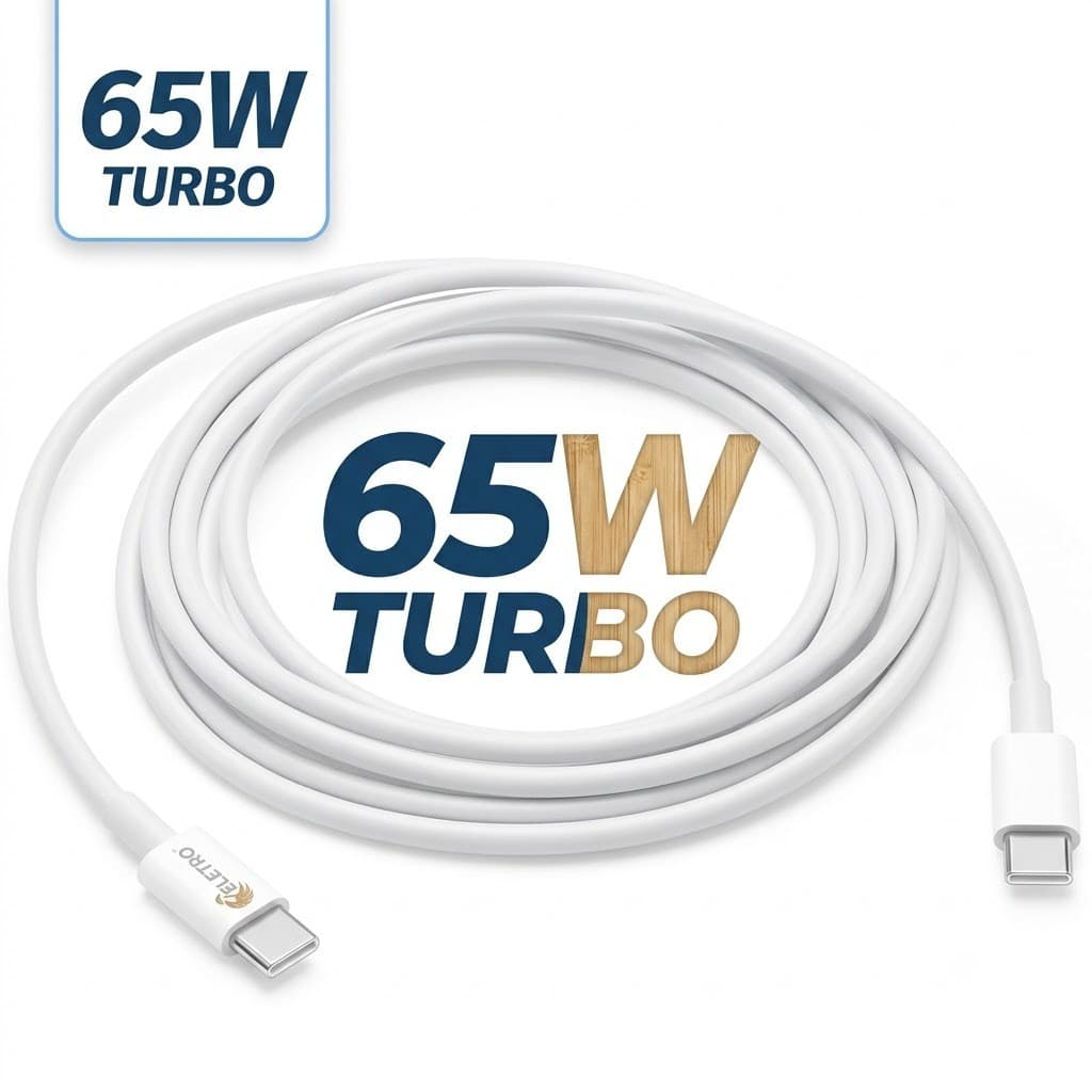Cabo Tipo-C Branco 1 metro 65W Turbo