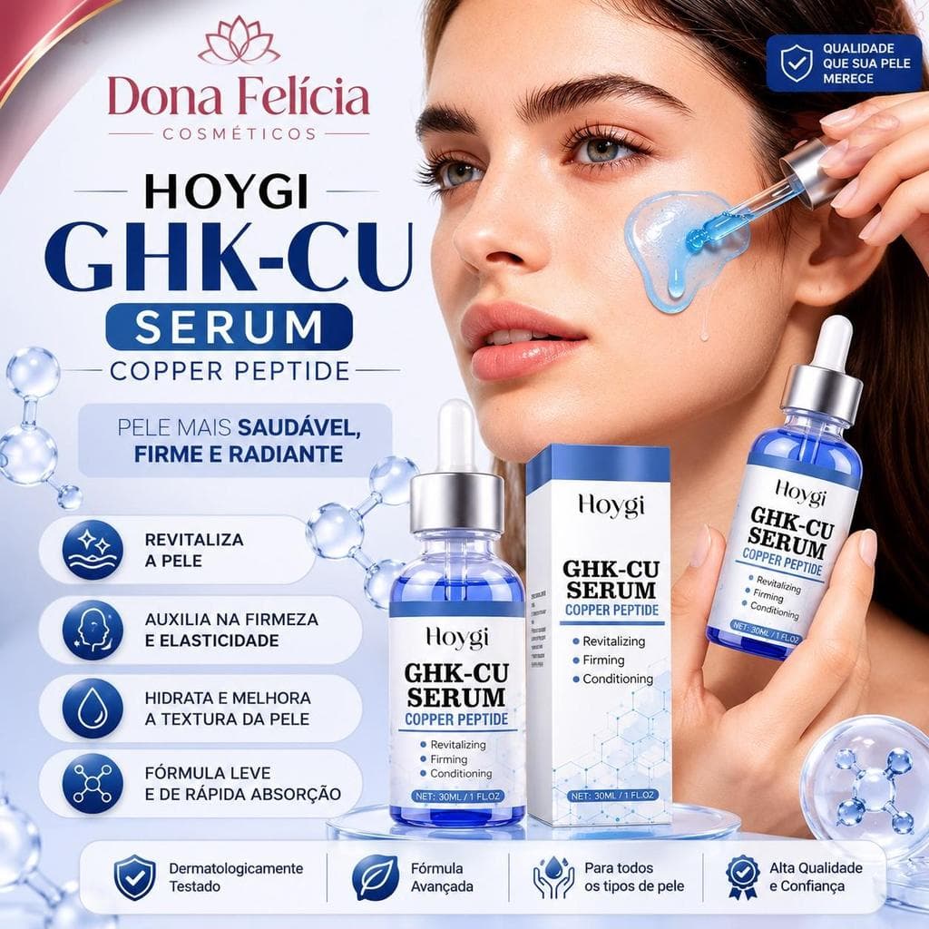 Sérum Facial Hoygi Peptídeo de Cobre + Colágeno + Ácido Hialurônico 30ml Original | Marca Hoygi
