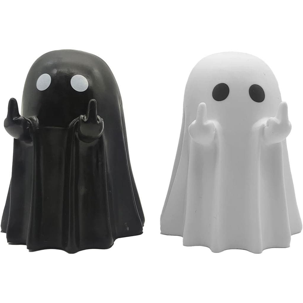 YOKUSHI 2 Peças Figura de Fantasma Assustador com Dedo do Meio, Decoração Fofa de Halloween para Mesa, Casa e Banheiro,
