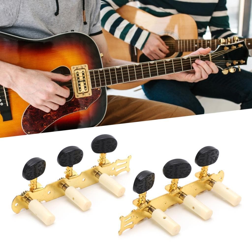 Mingzhe 2 peças afinador de guitarra cabeça de metal conjunto aberto kit elétrico acústico preto dourado guitarras