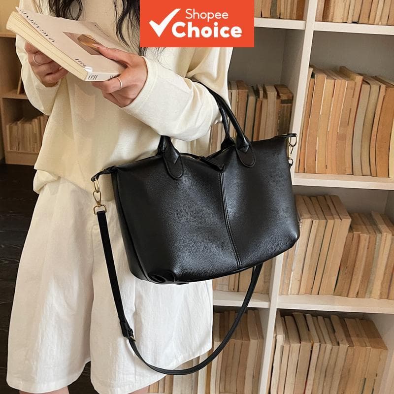 Bolsa de ombro retrô minimalista de grande capacidade, bolsa tiracolo versátil para o dia a dia, sacola de couro macio