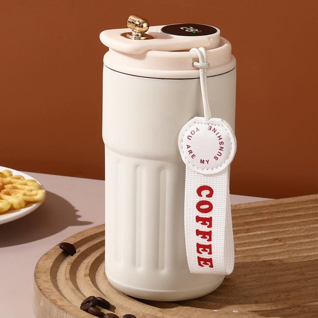 Canecas de viagem para café, caneca de café de aço inoxidável de 14 oz, copo térmico com isolamento a vácuo e display de