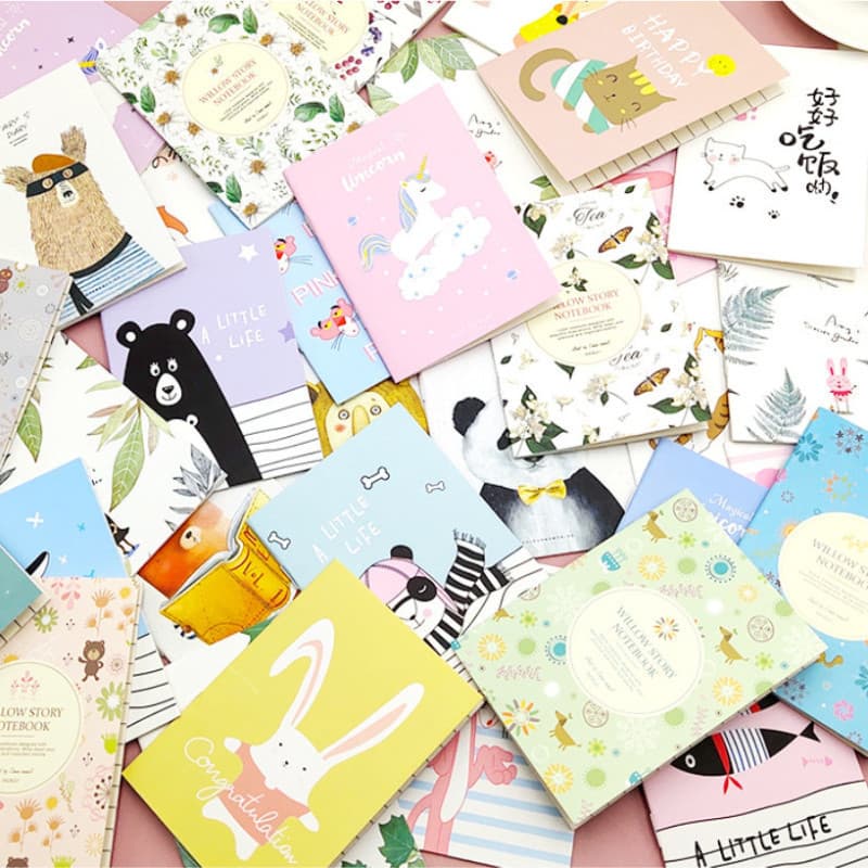 [10 livros/conjunto] Mini bloco de notas de bolso de desenho animado 64K cópia de superfície macia caderno pequeno