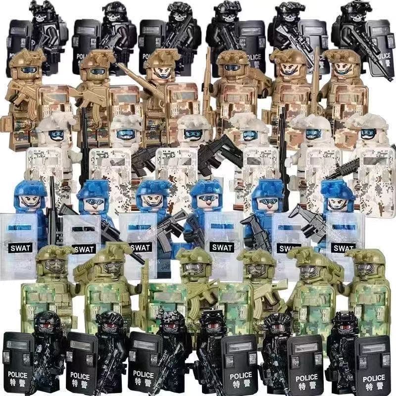 Conjunto de boneca militar camuflada, compatível com blocos de construção educacionais Lego Phantom Warrior Wolf, adequa