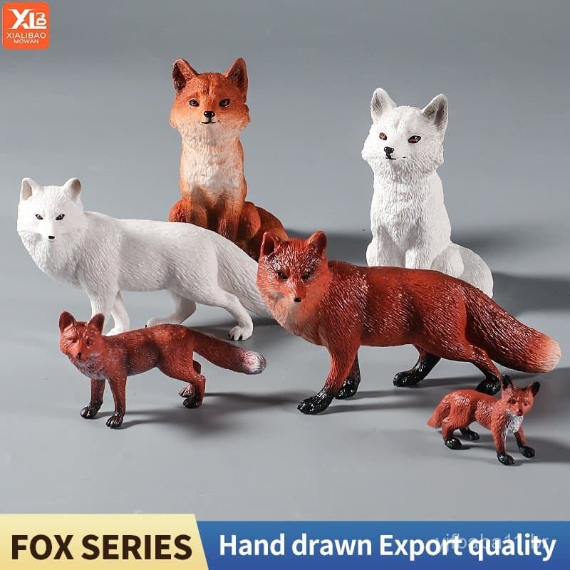 Modelo de brinquedo de raposa, raposa-do-ártico e raposa-vermelha, conjunto de modelos de animais da floresta, conjunto