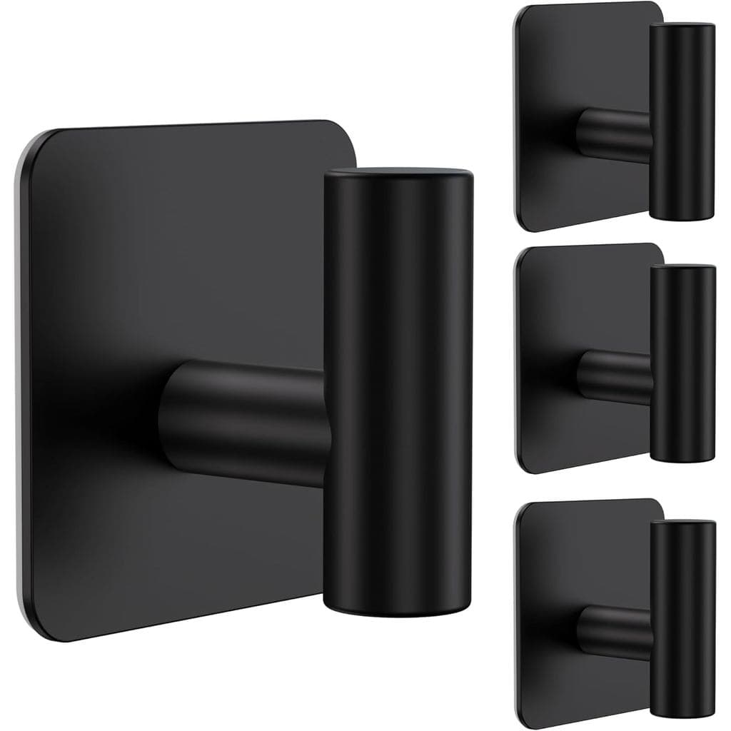 Aikzik - Pacote com 4 Ganchos de Parede Grandes e Resistentes - Capacidade Máxima de 26lb, Gancho Adesivo de Aço Inoxidá