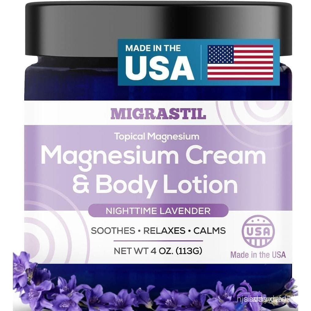 A Loção Corporal Noturna MIGRASTIL com Sal de Magnésio e Óleo de Lavanda sem Óleo contém 250 mg de cloreto de magnésio.