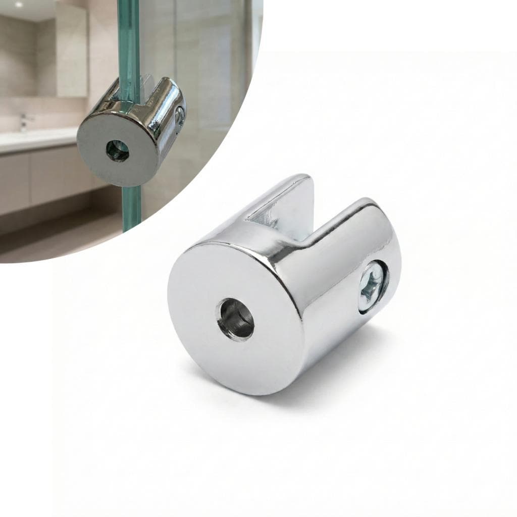 Kit 50 Suportes Fenda Cromado de Prateleira de Vidro ou Madeira 6mm Redondo 100% Metal 1 Furo