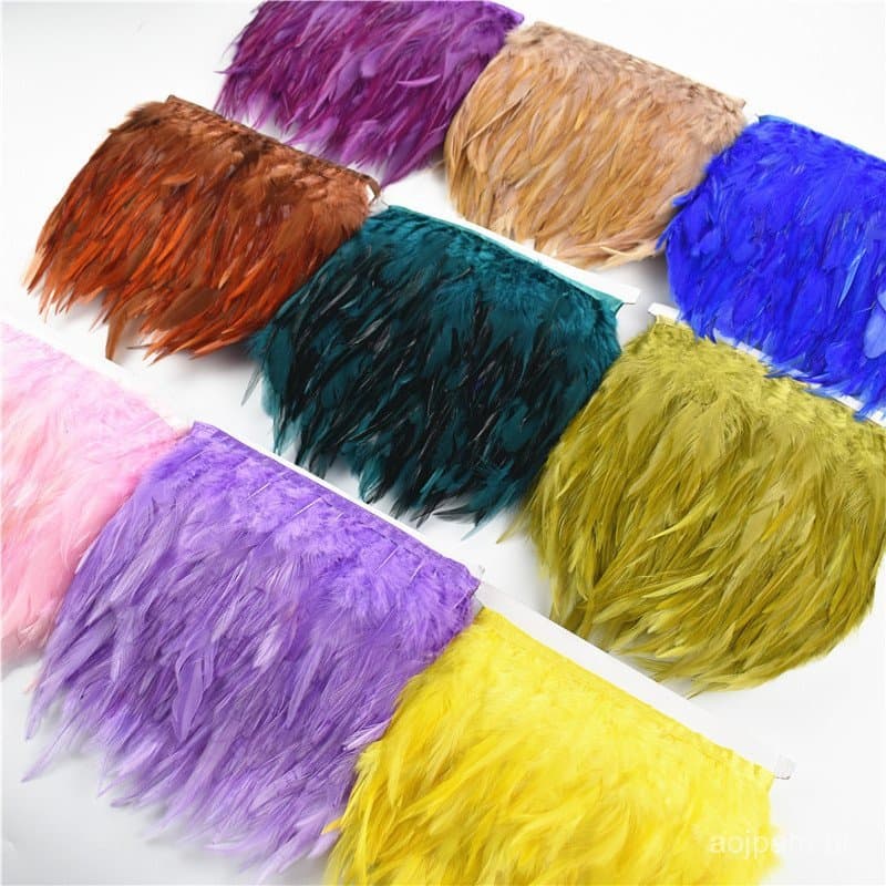 Penas Coloridas De Faisão De Sela De 10 Metros Para Roupas Tecido De Fita 12-15 Cm 5-6 " Guarnição De Franja De Frango G