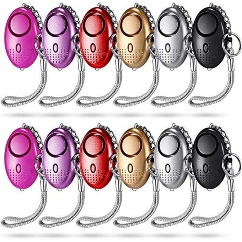 Conjunto De Alarme Pessoal Konohan De 12 Peças , Alarmes De Chaveiro Com Luz LED De Emergência Em 6 Cores Para Mulheres
