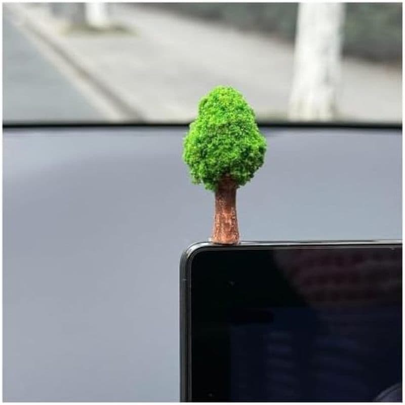 Ornamento De Carro Green Fortune Tree-Para Exibição De Console Central Interno Automotivo (A)