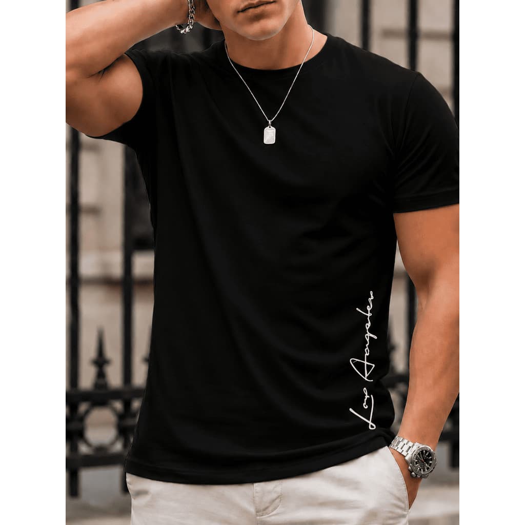 Camisa Masculina Básica Los Angeles Lateral Camiseta Algodão Malha Premium 30.1