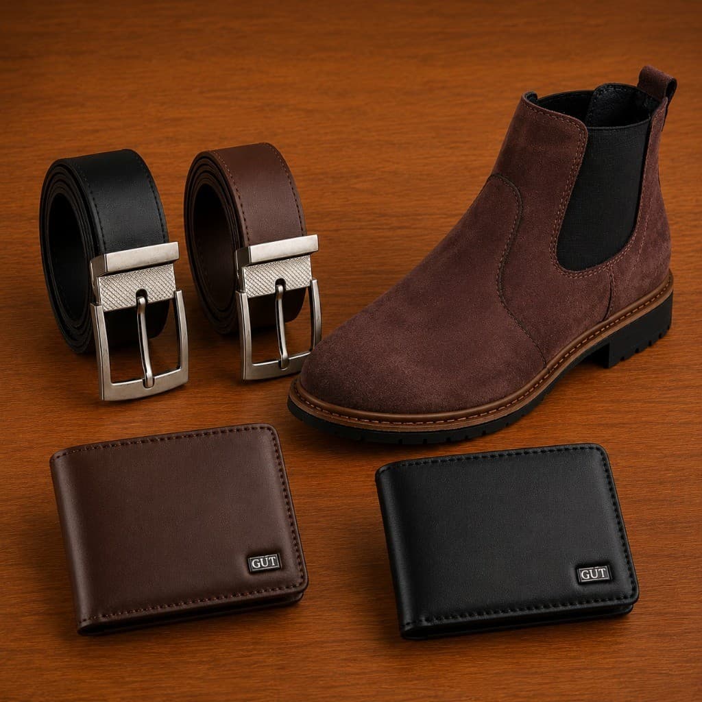 Kit Masculino Botina Chelsea + Carteira + Cinto Casual Premium