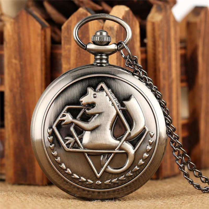 Relógio de Bolso Steampunk Alquimista Fullmetal Alchemist Edward Quartz com Corrente para Suéter - Presente Z0NR