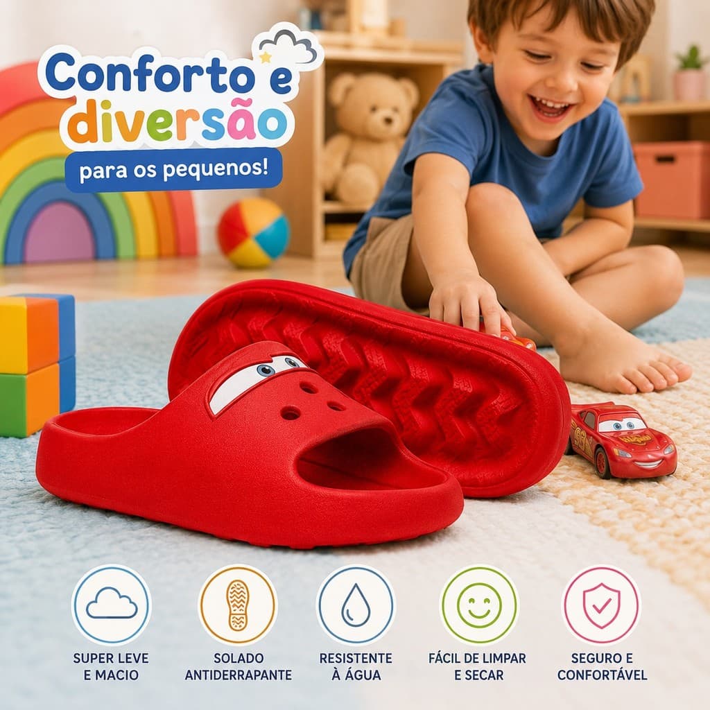 Chinelo Slide Nuvem Infantil Desenho Animado Confortável Leve Antiderrapante Casual Moderno