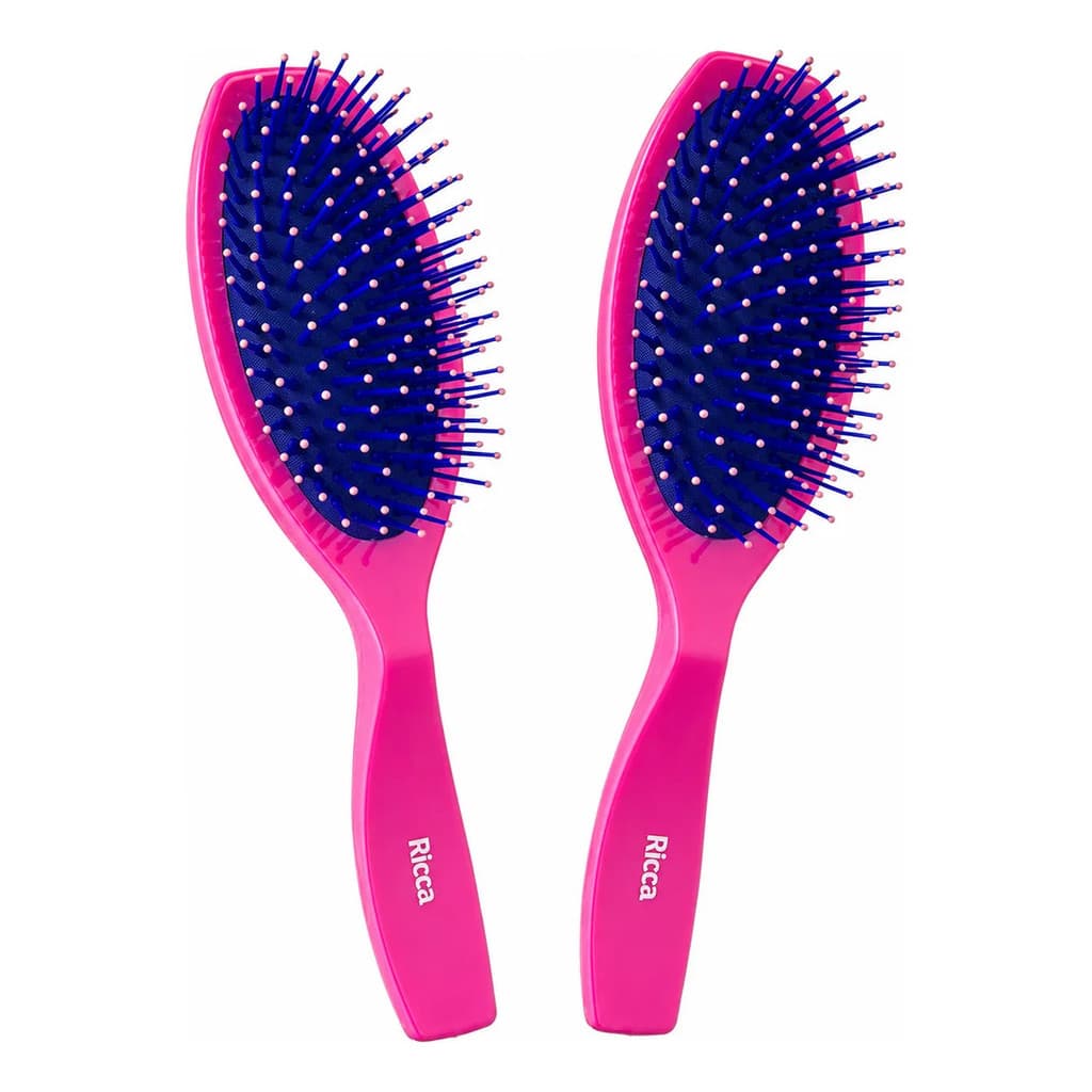 Kit 2 escovas ricca oval rosa