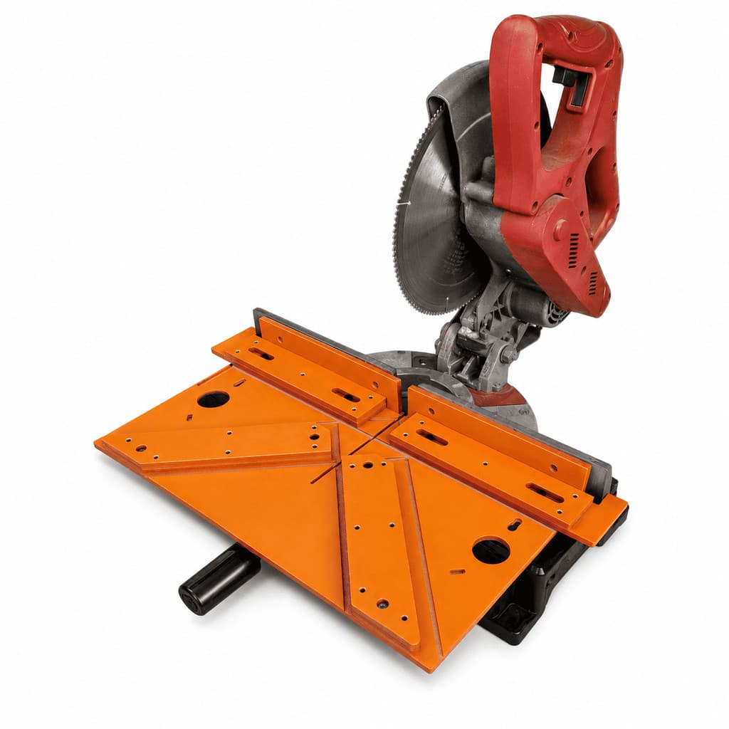 Base Serra Esquadria Corte 45°e 90°Graus Guia de Corte Para Perfis e Molduras Rodape de Aluminio 8mm