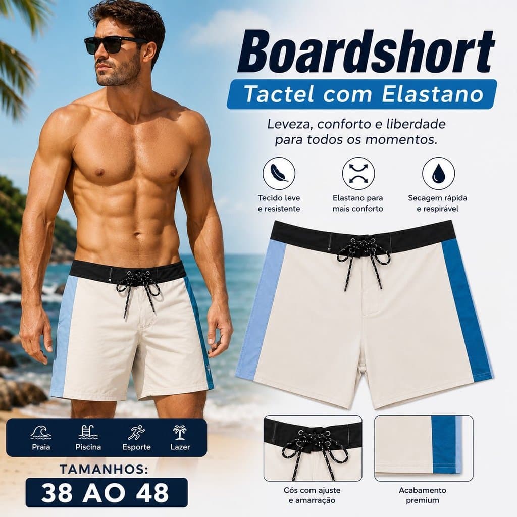 Boardshort Tactel com Elastano 15" Polegadas - OSK