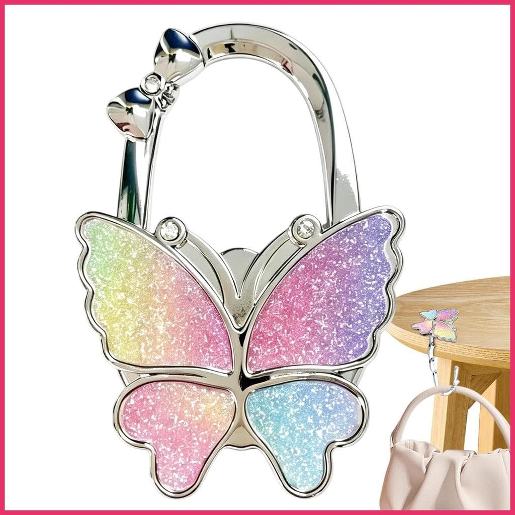 Bolsa De Mesa Gancho Antiderrapante Forma Borboleta Dobrável Rack Cabide Para Casa Cozinha Prateleira xurit1br