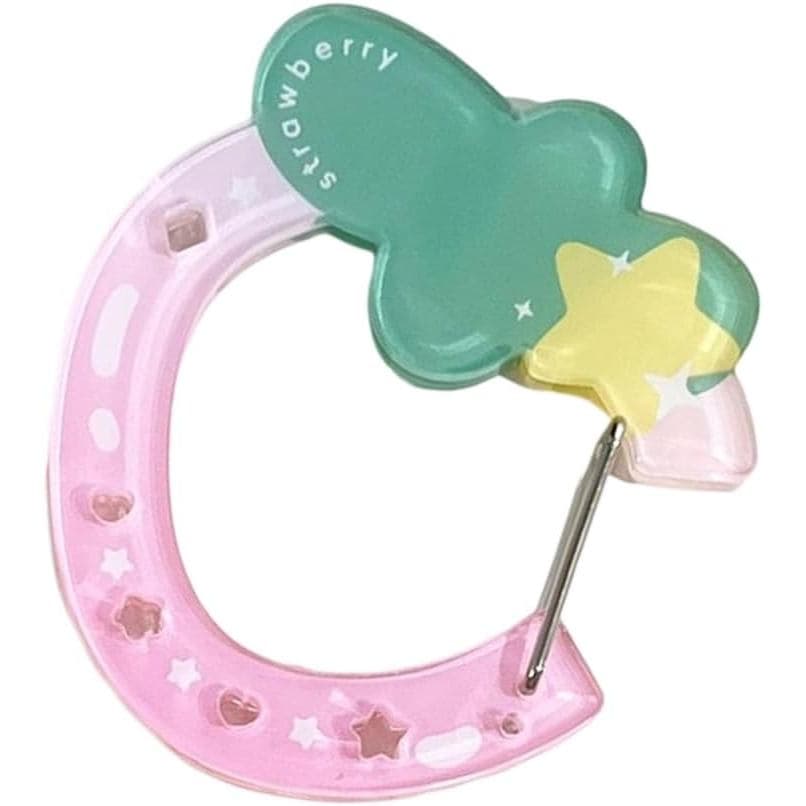 Chaveiro Carabiner Estiloso em Acrílico Transparente com Padrão de Frutas, Acessório para Mulheres e Homens, Presente J2