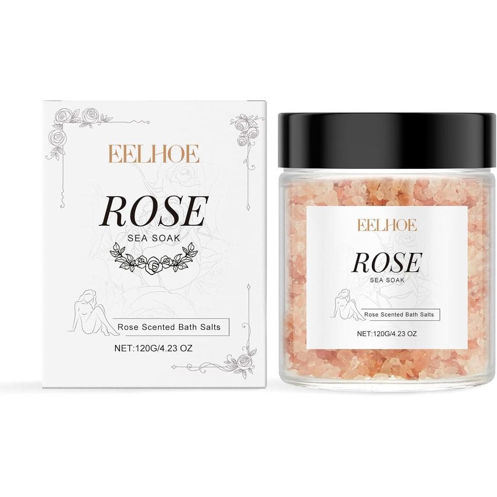 Sais de Banho com Aroma de Rosa para uma Experiência de Spa, Banho Hidratante com Extrato de Aloe Vera e Vitamina E para