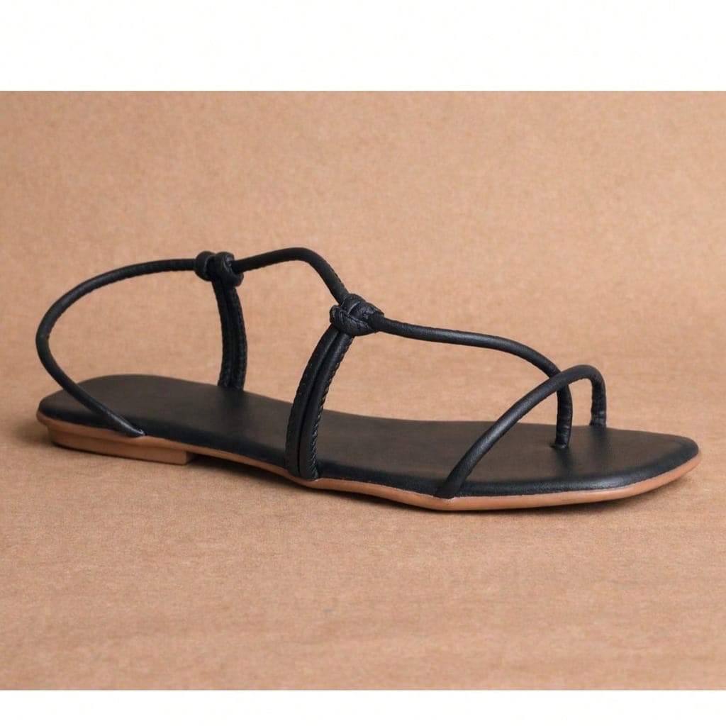 Sandália Rasteira Feminina Tiras Finas com Nó Casual Confortável Elegante Leve Moda Verão Premium Conforto