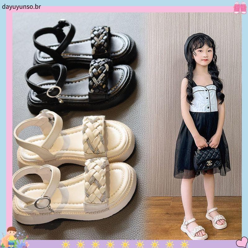 Meninas sandálias verão novo estilo crianças sapatos de princesa de sola macia meninas moda sandálias casuais médio gran