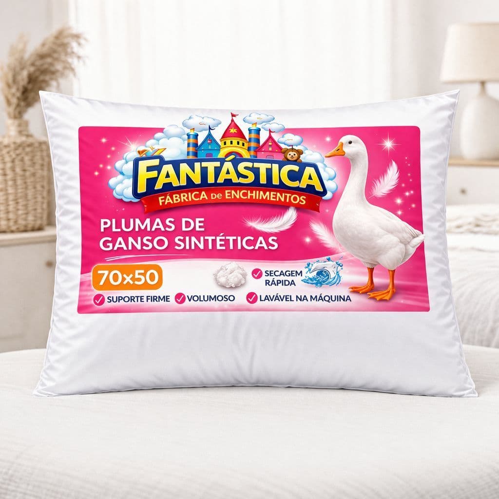 Kit Travesseiros Toque Pluma de Ganso 70x50cm Percal 400 Fios, Antiácaro, Super Macio, Confortável