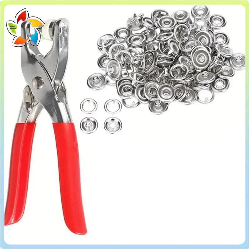 200 Conjuntos De Botões De Pressão De Metal , Kit Com Alicate De Fixação De Ferramentas De Prensa Para Artesanato DIY ,