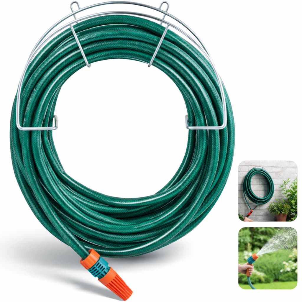 Suporte Enrolador Para Mangueira Reforçado Jardim Cromado Resistente Organizador Fácil Instalação