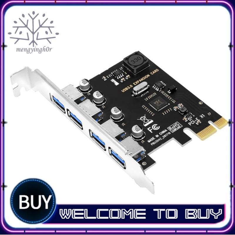 Placa De Expansão PCI-E USB 3.0 De 4 Portas Express PCIe HUB Adaptador USB3.0 Controlador USB3.0