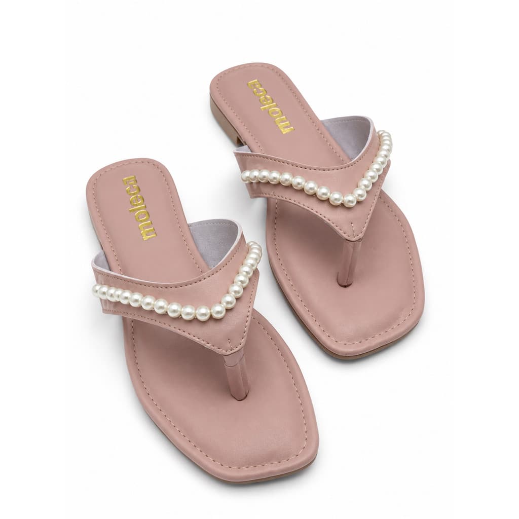 Rasteirinha Feminina Confortavel Flat Leve Sandalia Verao casual com perolas