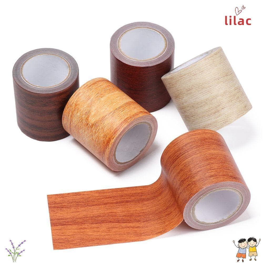 LILAC 5M/Rolo Adesivo De Renovação De Piso , Fita De Reparo De Móveis De Grãos DIY , Decalques De Porta À Prova De Mofo