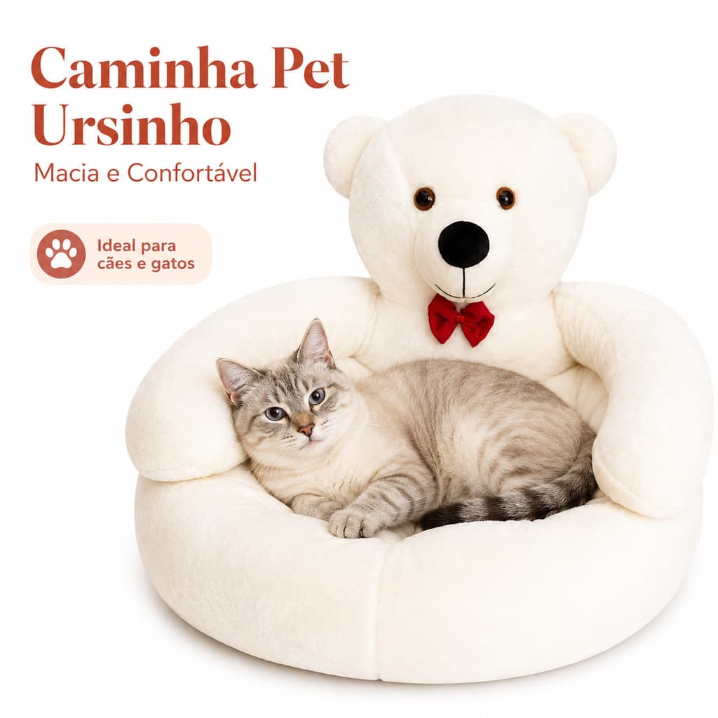 Caminha Pet Ursinho Premium para Cães e Gatos de Médio Porte – Macia e Aconchegante