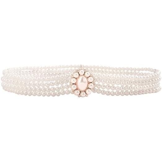 Cintos de Strass e Pérolas Falsas, Cintos Elásticos Dourados com Fivela de Pérolas, Acessórios de Vestuário com Cinto de